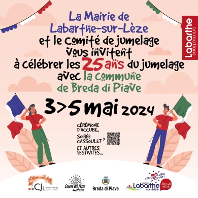 25 ans de jumelage entre Breda du Piave et Labarthe sur Lèze - du 3 au 5 mai 2024