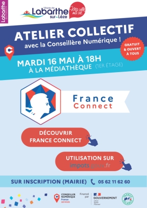 Atelier numérique: découvrir France Connect - mardi 16 mai à 18h