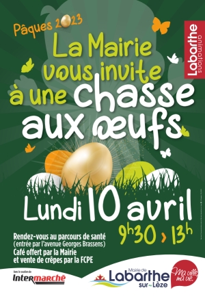 Lundi 10 avril 2023 - La Mairie vous invite à une chasse aux œufs