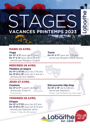 Programme stages printemps 2023