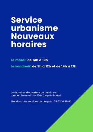 Service urbanisme - Nouveaux horaires