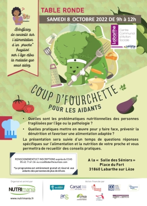 Coup d’fourchette pour les aidants, samedi 8 octobre, salle des Séniors