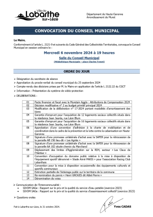 CONSEIL MUNICIPAL | MERCREDI 06 NOVEMBRE 2024