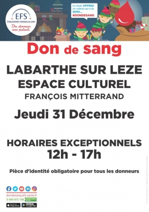 Don du sang - jeudi 31 décembre 2020