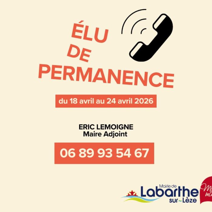 PERMANENCE SEMAINE 18 AVRIL