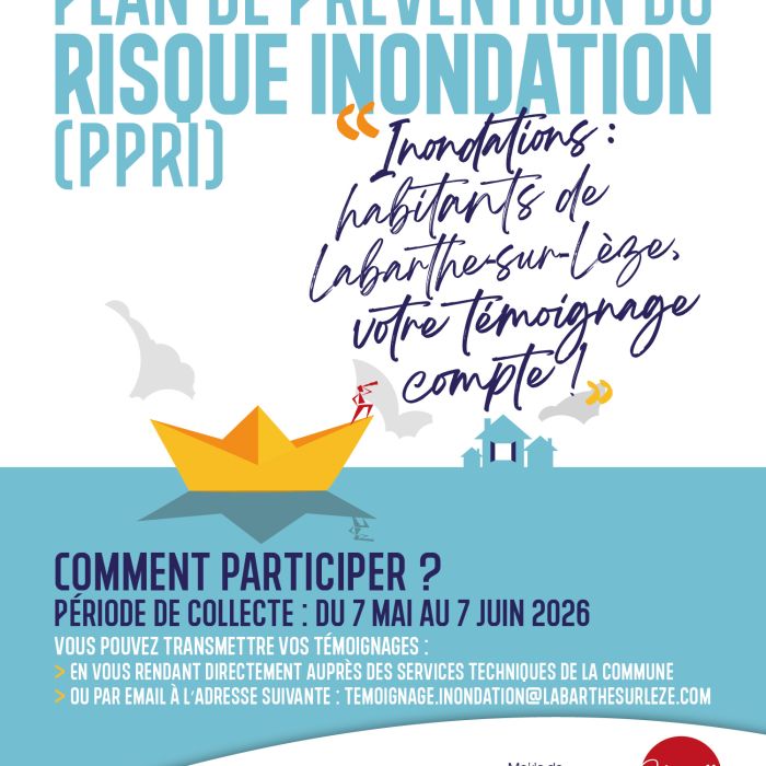 Plan de Prévention Risque Inondation PPRI Labarthe Sur Leze Appel à Témoignage